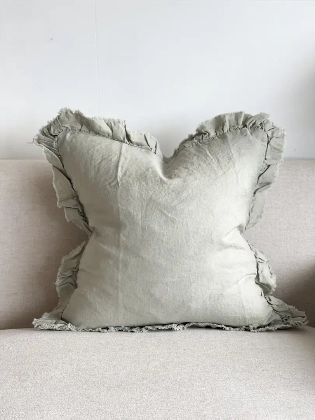 Hallie Dusty Sage Ruffle Cushion Cover
