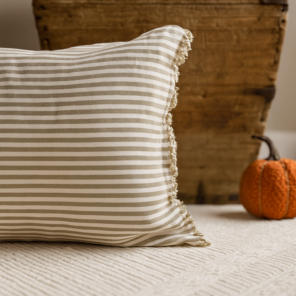 Esmee Olive Stripe Cushion Cover – 50x30 cm