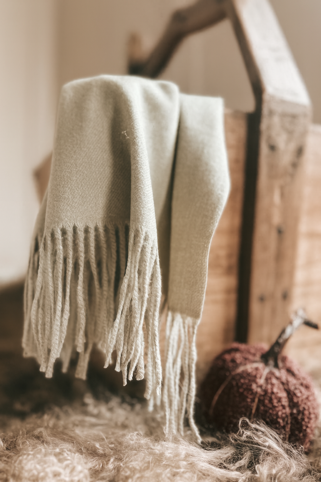 cream herringbone throw blanket 