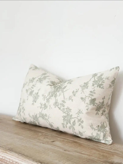 Cushion Cover – Aria Green Floral Print (50 × 30 cm)
