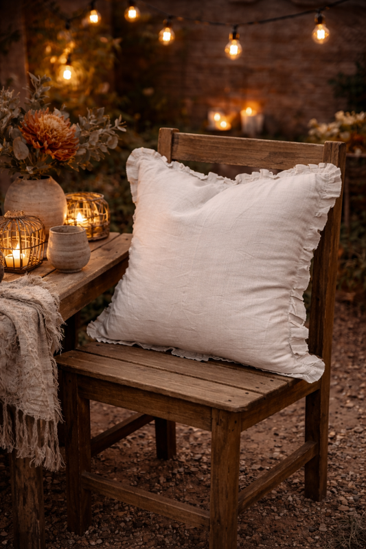 Hallie Cream Ruffle Cushion Cover – 53x53cm