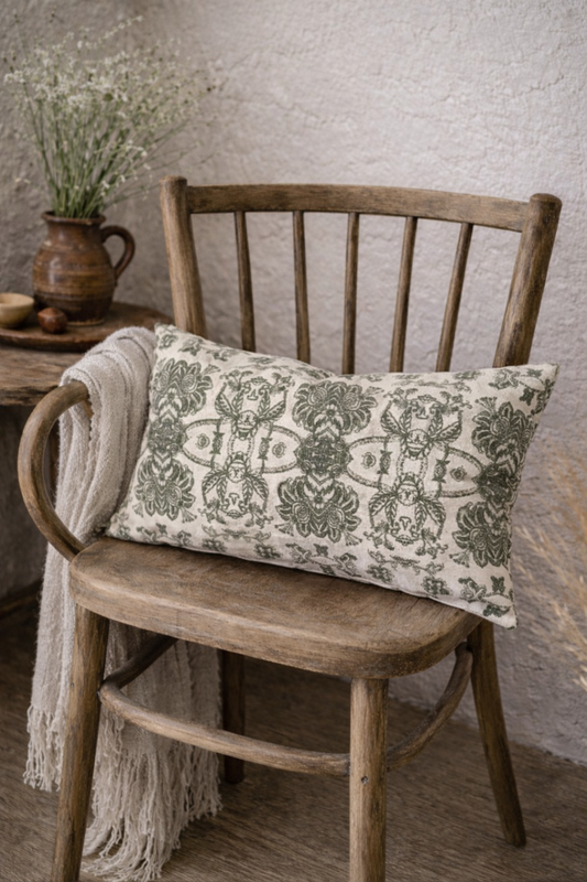 Cushion Cover – Aria Khaki Print (50 × 30 cm)