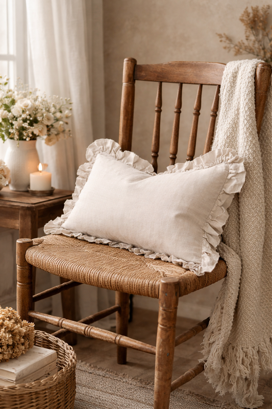 Hallie Linen Ruffle Cushion Cover – 50x30