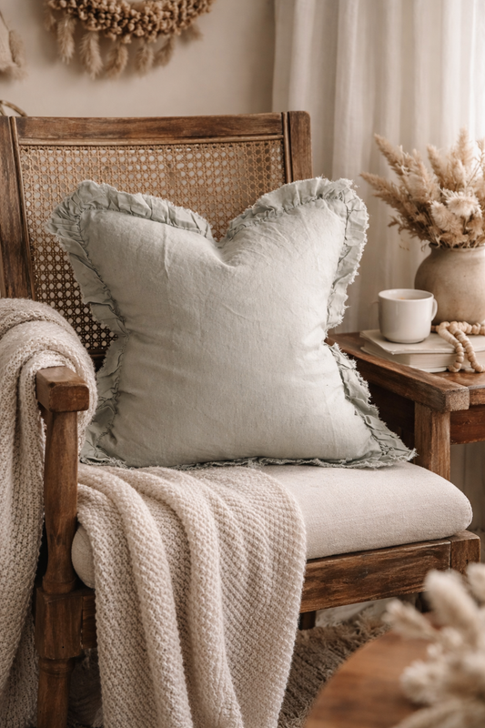 Hallie Dusty Sage Ruffle Cushion Cover