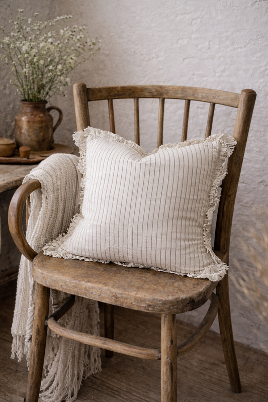 Hallie Rust Stripe Ruffle Cushion Cover