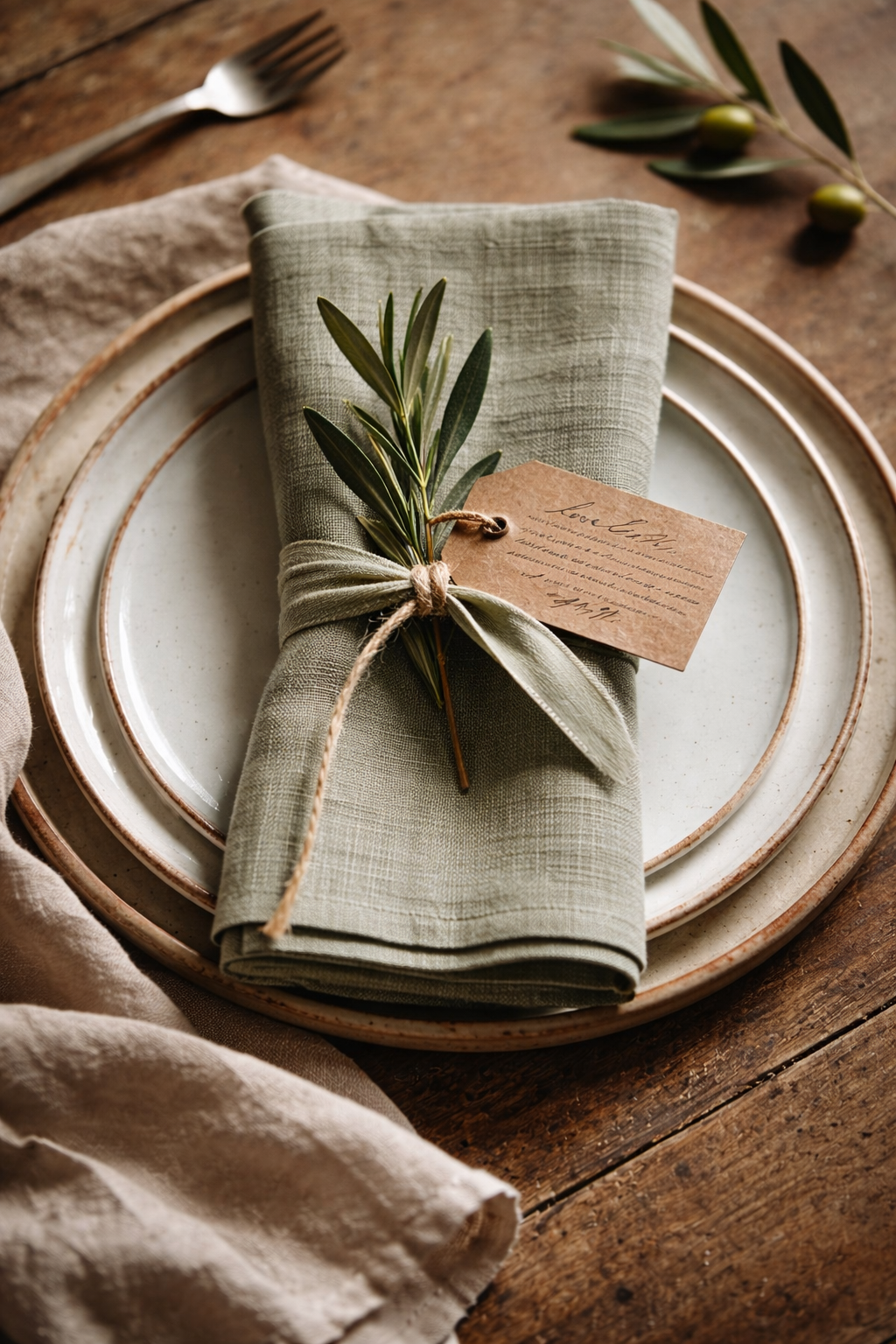 Luxury table setting with elegant folded napkin set on a styled tablescape, refined place settings, and beautiful dinner décor for high-end table setting inspiration.