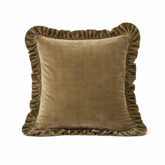 Olive Velvet Bedspread Set with Matching Cushions | Light & Airy Summer Bedding