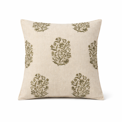 Light and airy summer bedding ideas with olive velvet bedspread and matching cushions, breathable cotton bedding styled in an elegant neutral bedroom
