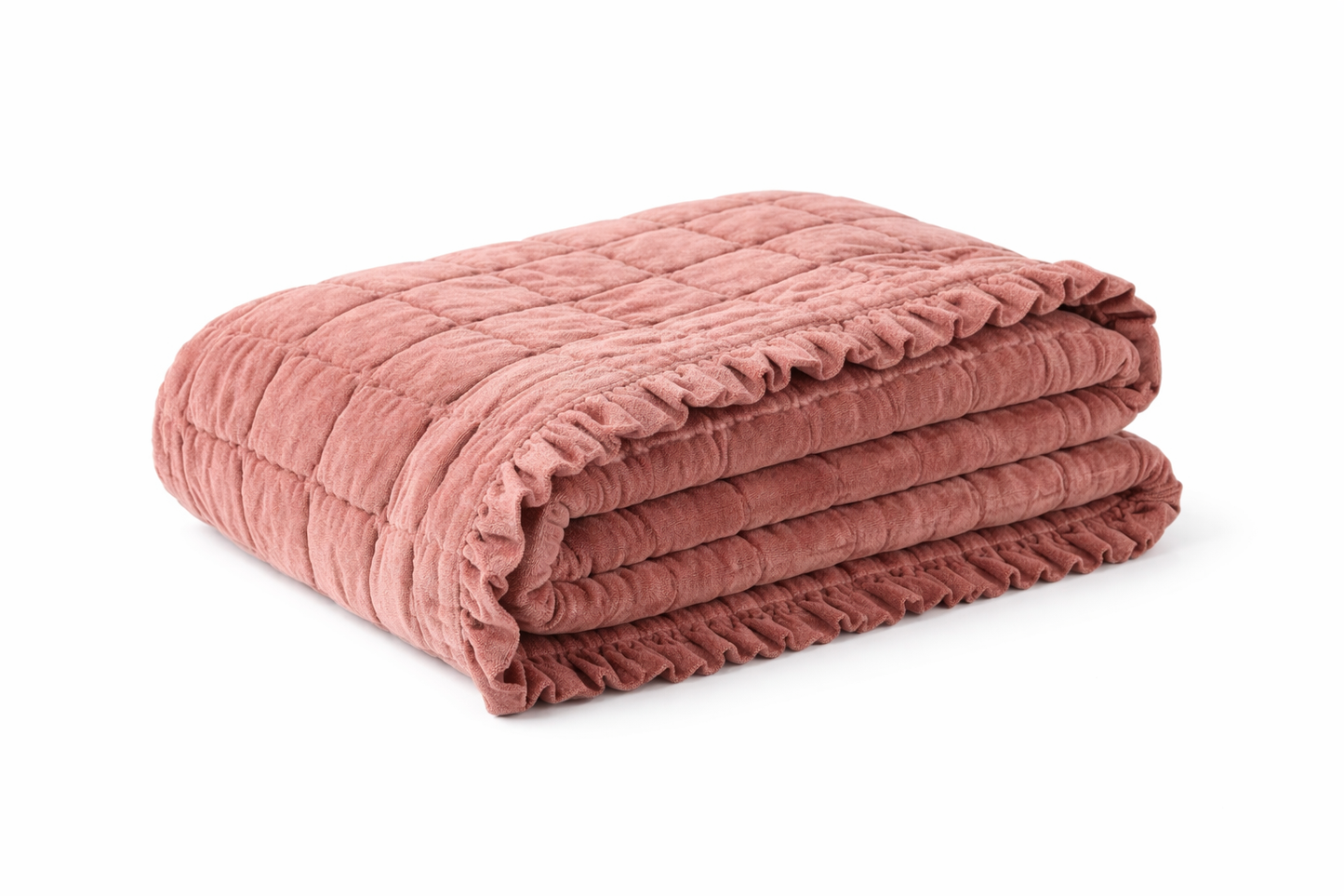 Rosewood Velvet Bedding Set with Cushions | Luxury Cotton Quilt Bedspread 140x220cm