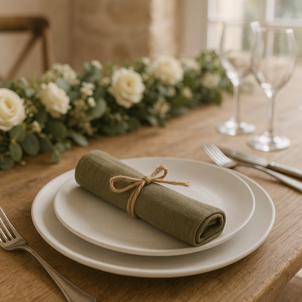 Pack of four OLIVE linen-blend napkins by Walton & Co, soft off-white colour for timeless table styling.