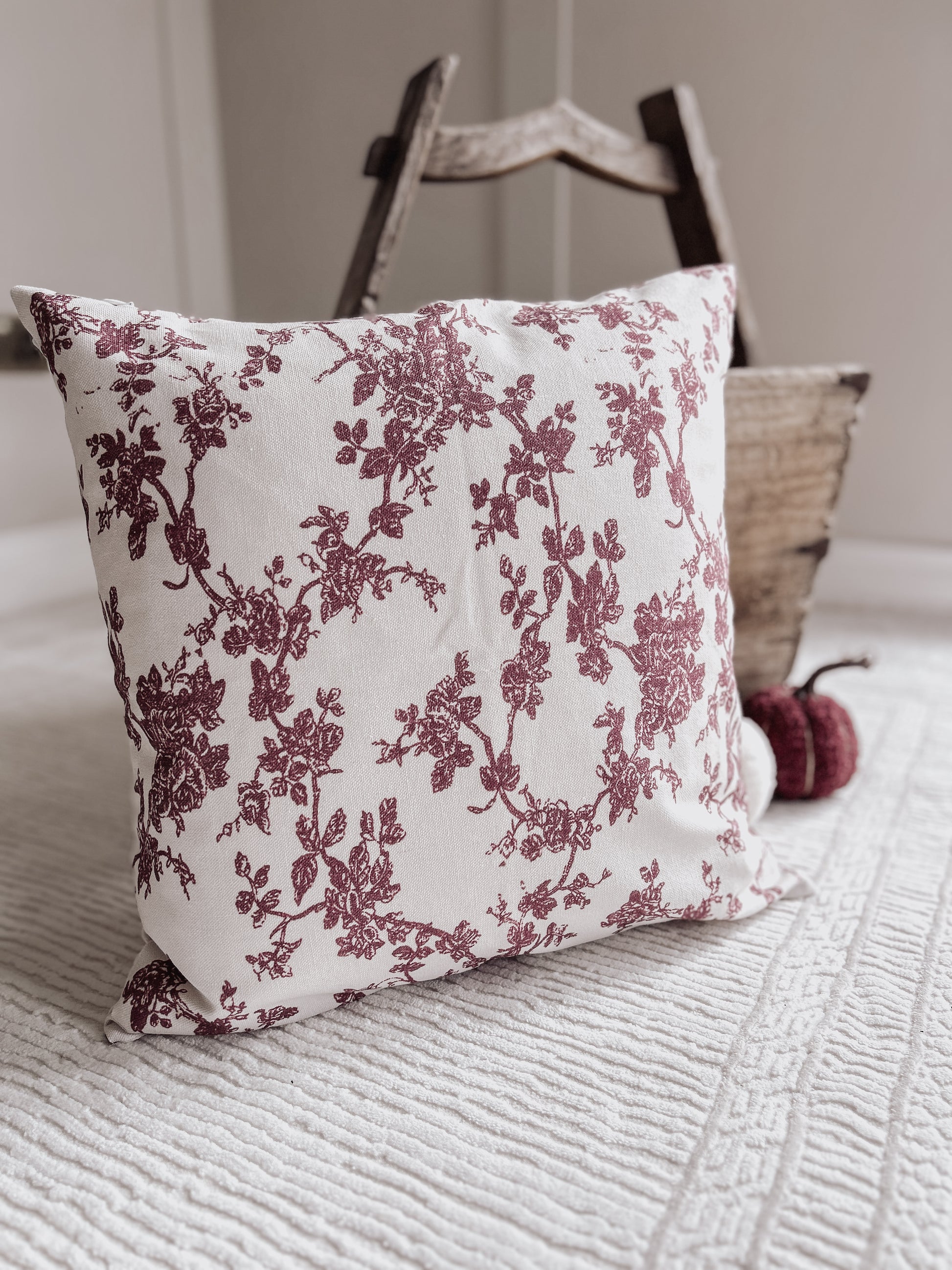 Plum Floral Cushion Cover 45×45 cm – Cotton Scatter Cushion 