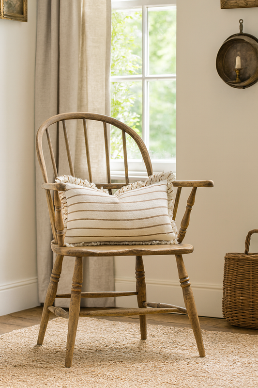 brown and white cushion for country interiors