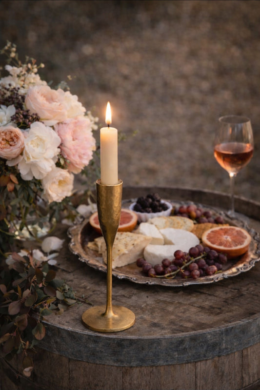 Brass Candlestick – Textured Antique-Style Candle Holder (Available in 42 cm, 32 cm or 22 cm)