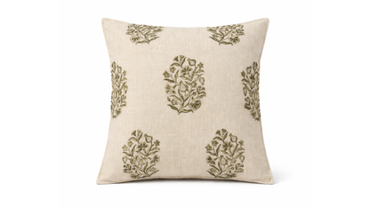 Decorative cotton cushion with olive print and feather insert. top rated cushion brands available for delivery to ireland 