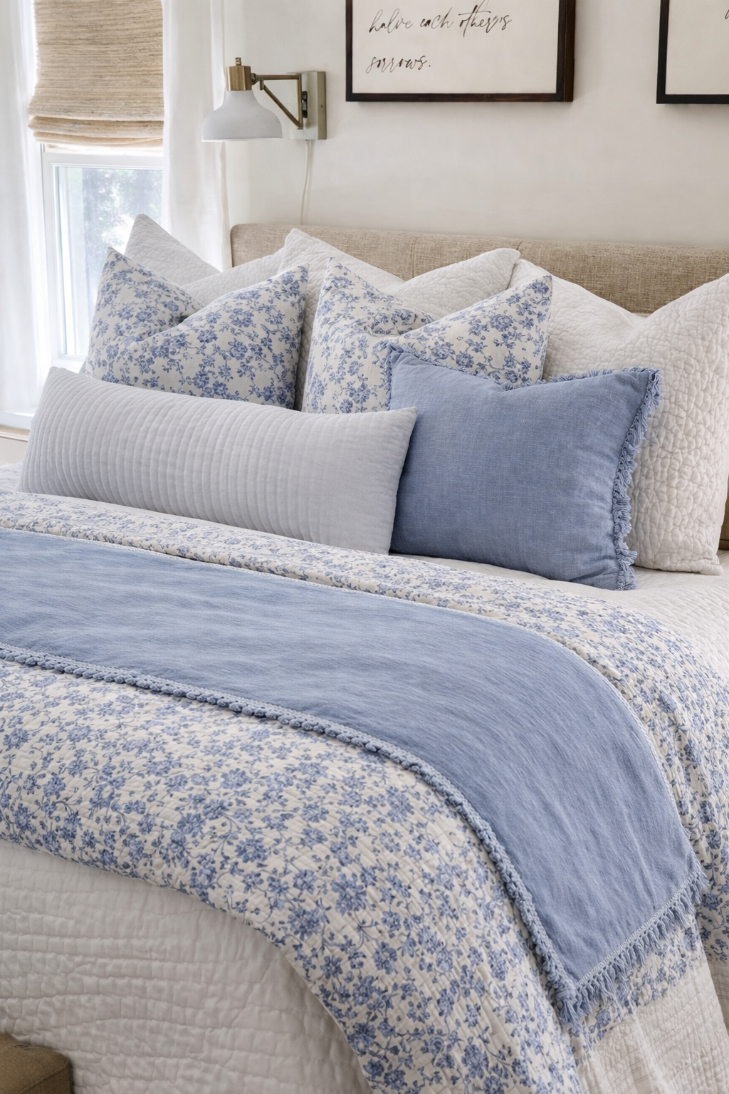 bed runner blue