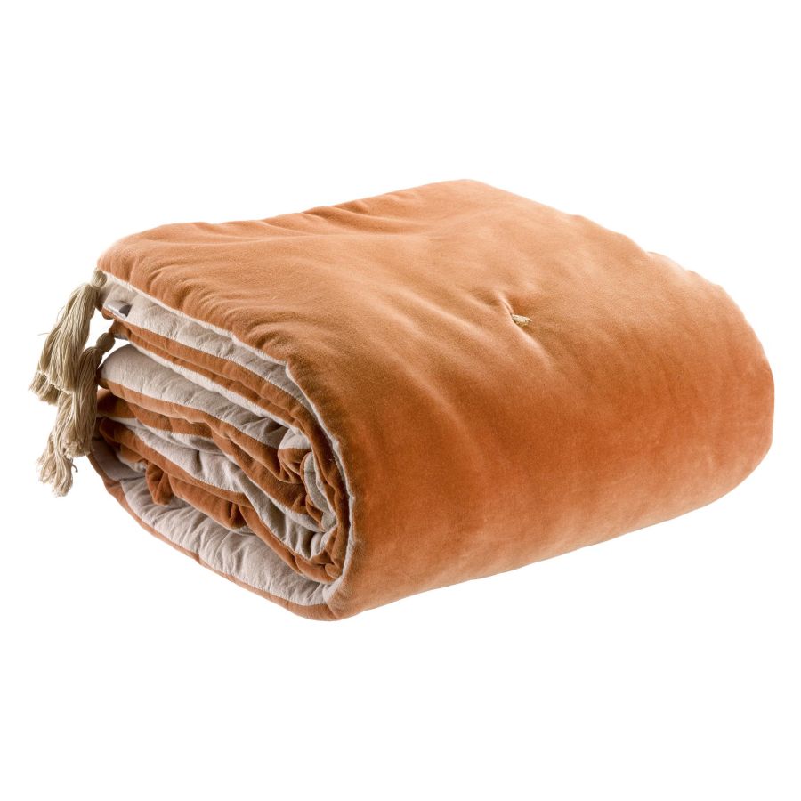 Elise Quilted Velvet Throw Blanket — Plush Tassel Edge Bed & Sofa Throw