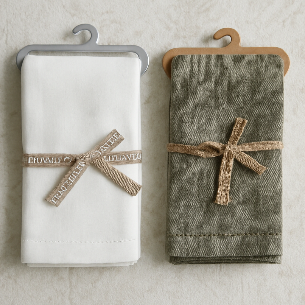 olive and off white napkins