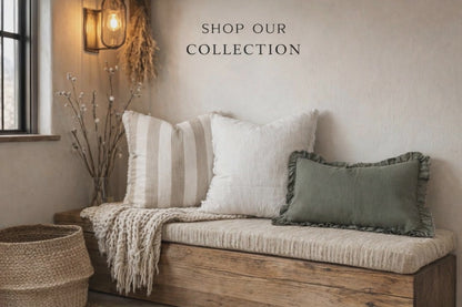 Hallie Khaki Ruffle Cushion Cover – 50x30