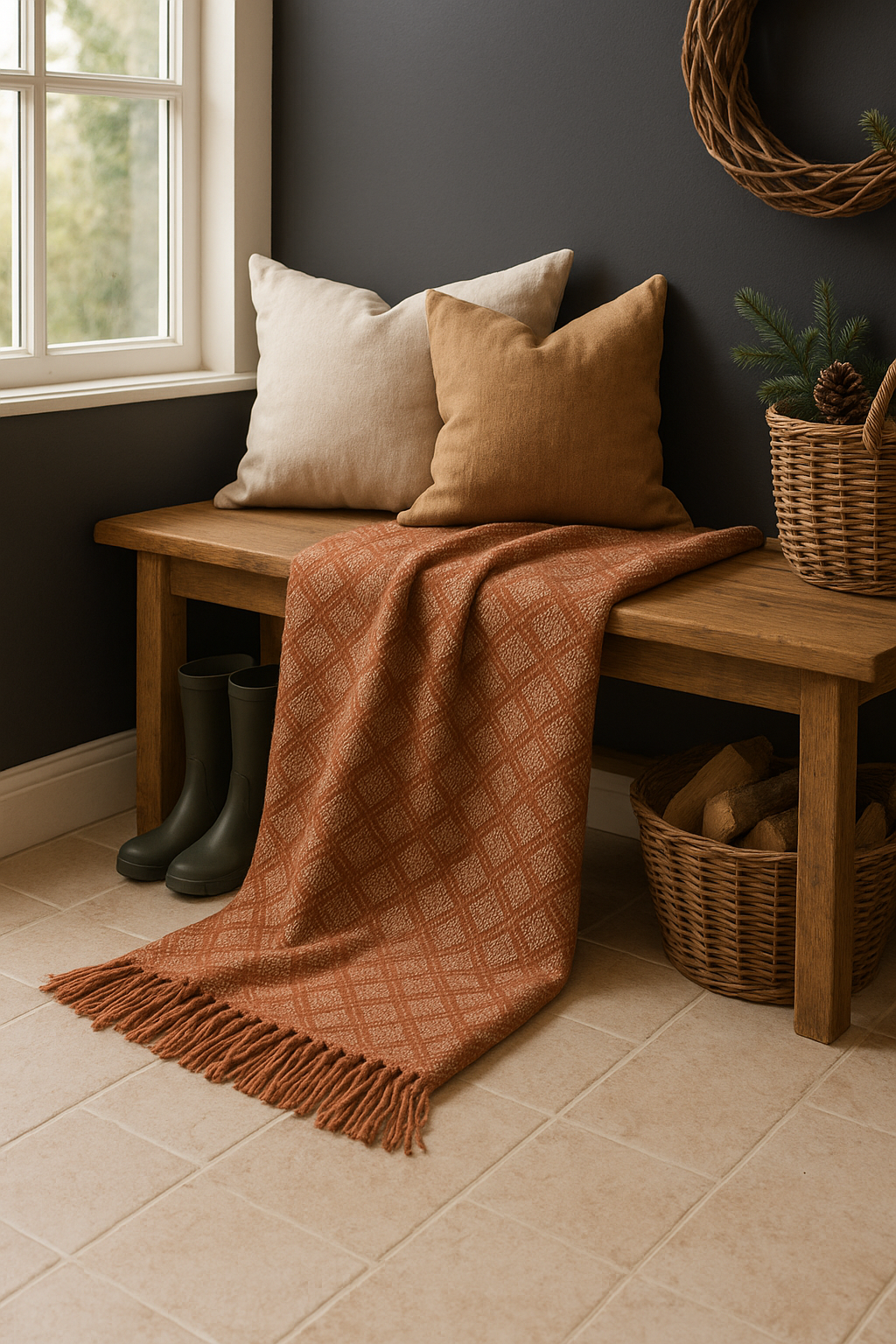 Spice Diamond Weave Throw – 125 × 150 cm