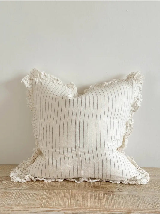 Hallie Rust Stripe Ruffle Cushion Cover