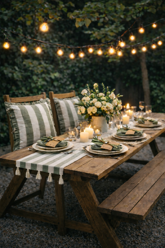 Olive & Porcelain Stripe Dining Bundle