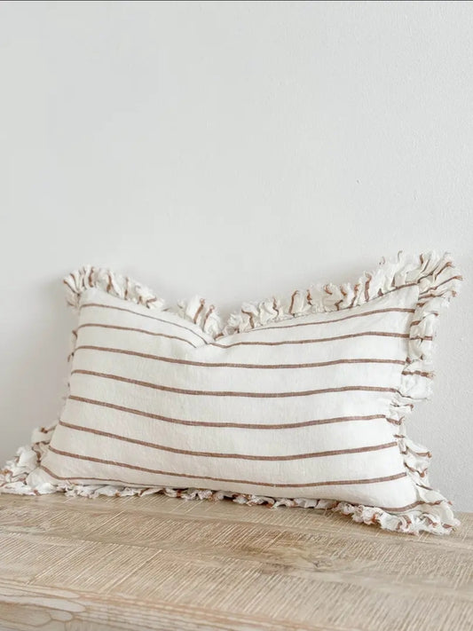 Hallie Brown &amp; Cream Stripe Cushion Cover – 50x30cm
