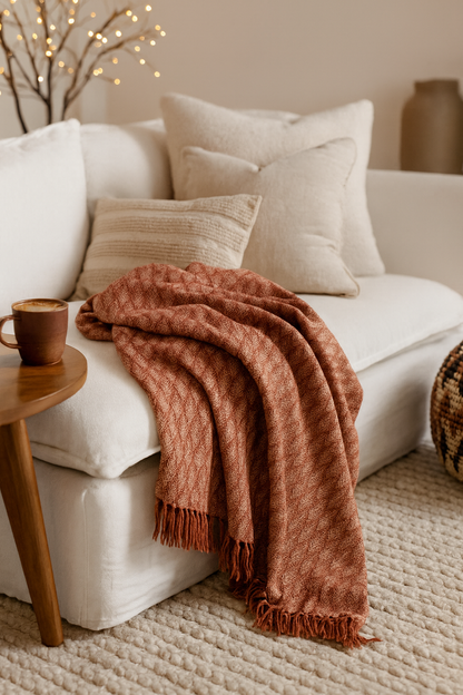 Spice Diamond Weave Throw – 125 × 150 cm