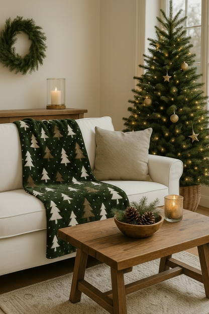 Forest Tree Throw (130 x 170cm)  100% Polyester | Soft Fleece Finish | by Walton & Co