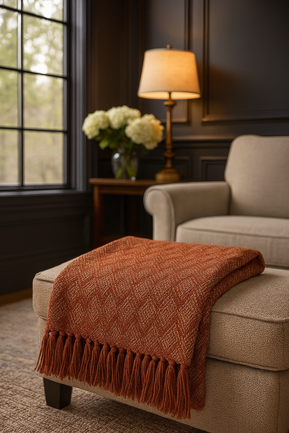 Spice Diamond Weave Throw – 125 × 150 cm