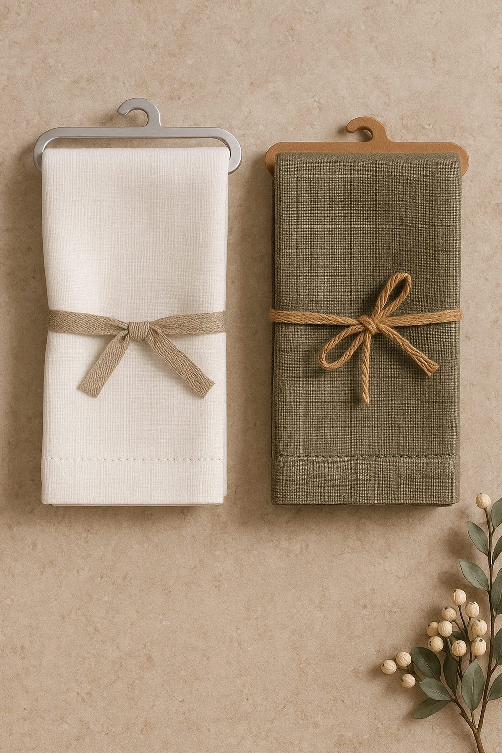Primavera Napkins in Porcelain & Olive – Walton & Co (46 x 46cm)