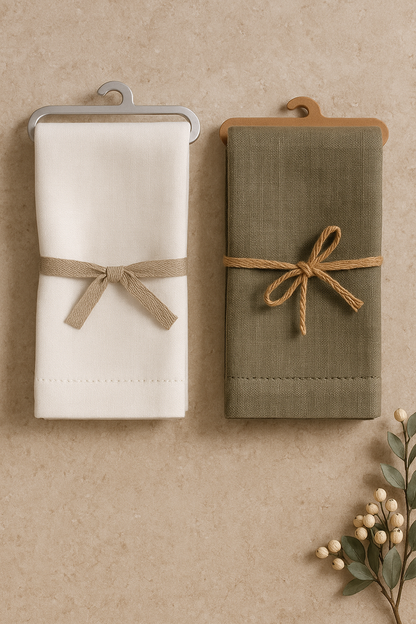 Primavera Napkins in Porcelain & Olive – Walton & Co (46 x 46cm)